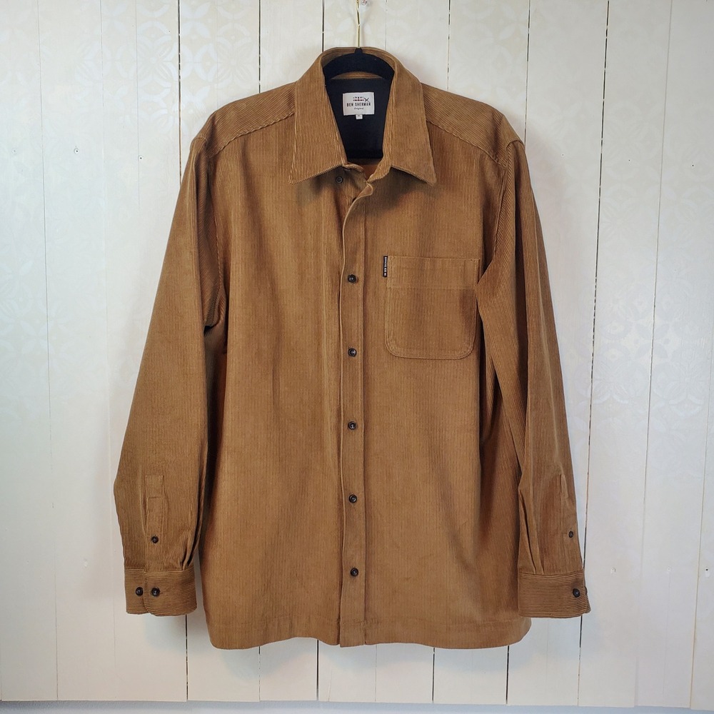 Ben Sherman Brown Corduroy Button Down Shirt Long Sleeve Pocket